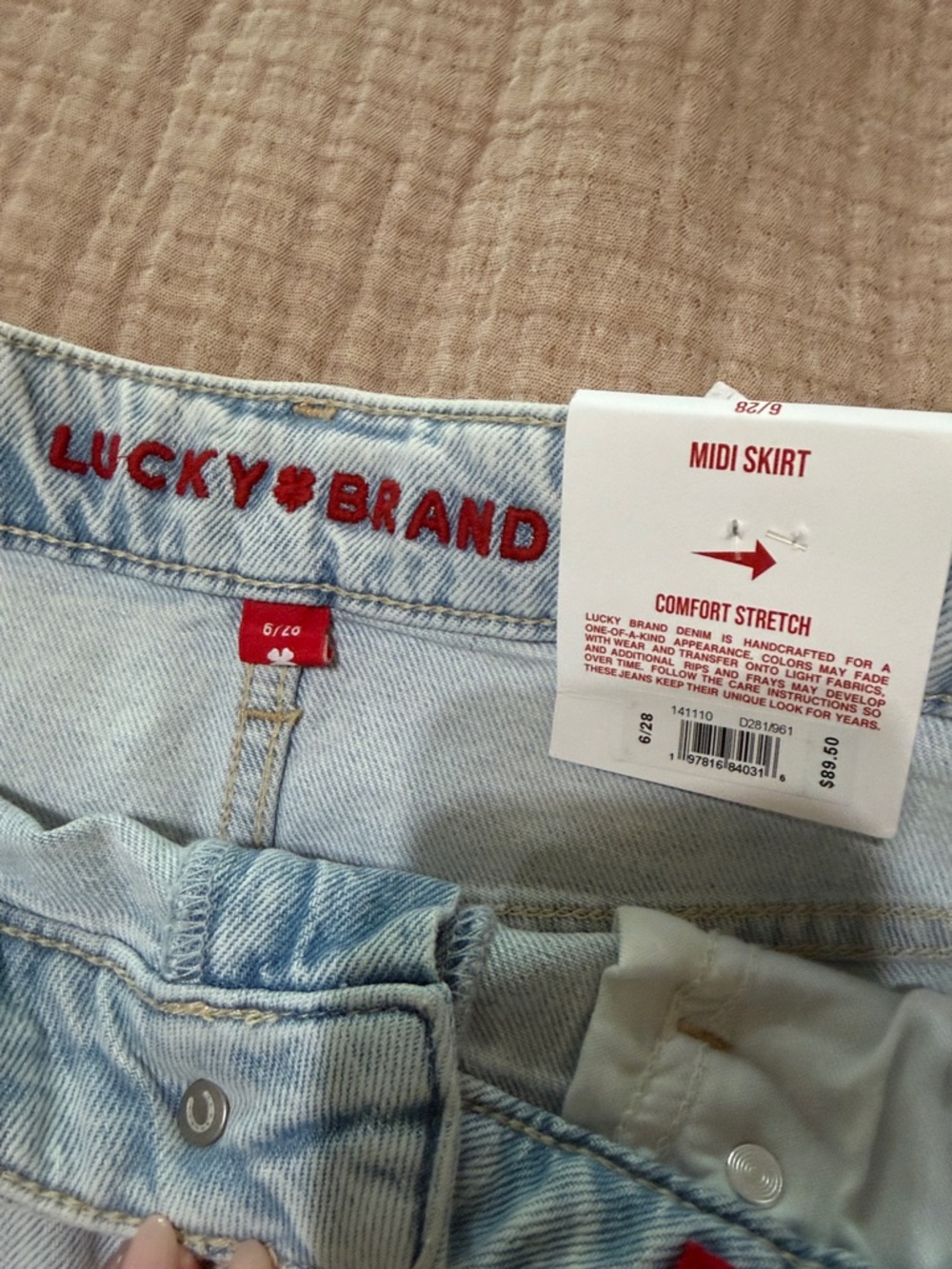 Lucky Brand Light Blue Denim Midi Skirt - Picture 2 of 5